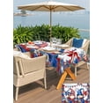 thumbnail image 5 of Outdoor Tablecloth with Umbrella Hole for Patio/Picnic/Party/Camping, Independence Day Gnomes Waterproof Table Cloth Rectangle Table Cover Washable, 4th of July Red Blue Poppy Floral (60"x 84"), 5 of 8