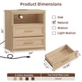 thumbnail image 3 of JOAXSWE 24" Wide Nightstand, Farmhouse 2 Drawer Bedside Table with Charging Station and Open Storage Shelf, Wood End Table for Bedroom, Natural, 3 of 7