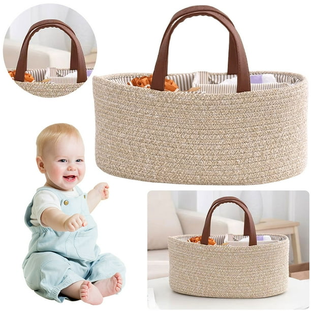 Cesta Almacenamiento para Guardería Organizador Pañales Bebé Cuerda Algodón Baby Shower