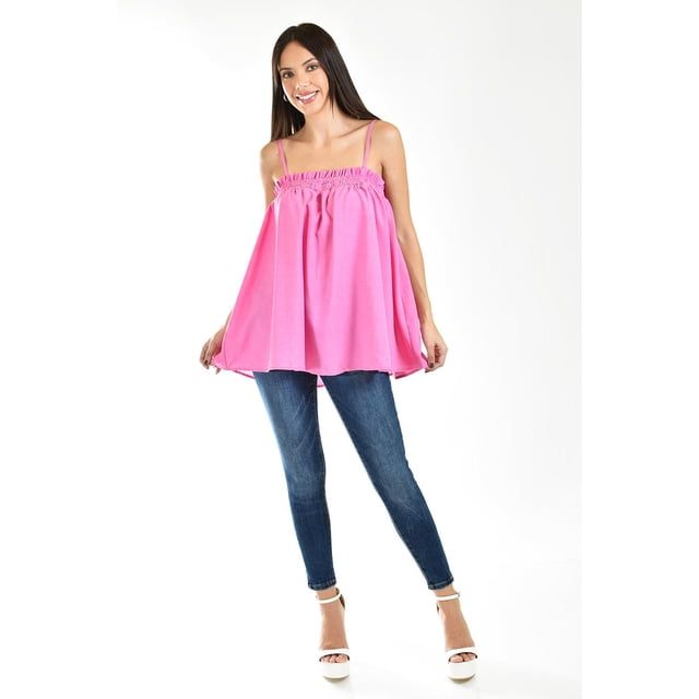 Blusa fresca sin manga Roman Fashion /Juvenil, 2970 (Rosa) rosa M