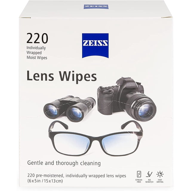 Toallitas para lentes Zeiss, 220 unidades, prehumedecidas, envueltas individualmente