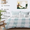 thumbnail image 4 of Aqua Plaid Duvet Cover Set, Spring Summer Farmhouse Buffalo Checkered Soft Duvet Cover Full Size Bedding Set 4 Pieces, 1 Quiltcover and 2 Pillowcases with Zipper, 1 Bed Sheet for All Seasons, 4 of 9
