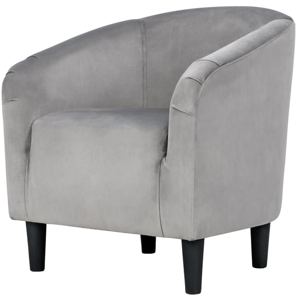 Easyfashion Upholstered Barrel Arm Accent Tub Chair, Gray Velvet