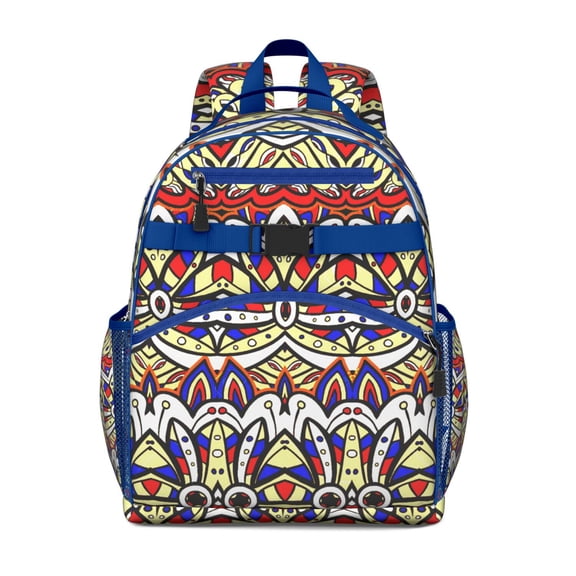 Bohemian Vintage Ethnic Travel Backpack - Spacious Multi-Pocket Book Bag