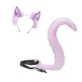 thumbnail image 1 of Conjunto de disfraz con pinza para el pelo y cola de orejas de gato, regalos y accesorios de animales para disfraces y cosplay. Púrpura, 1 of 9