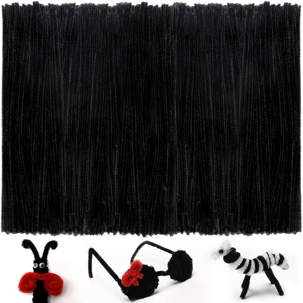 Iooleem 200 limpiadores de tuberías negros con tallos de chenilla, limpiadores de tuberías para manualidades, limpiadores de tuberías, manualidades, suministros de arte y manualidades.