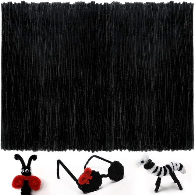 Iooleem 200 limpiadores de tuberías negros con tallos de chenilla, limpiadores de tuberías para manualidades, limpiadores de tuberías, manualidades, suministros de arte y manualidades.