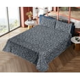thumbnail image 4 of Ambesonne Oriental Floral Fitted & Flat Sheet with Shams 4 Pcs Set, Damask Bloom Ethno, Full, Charcoal Grey and Ceil Blue, 4 of 5