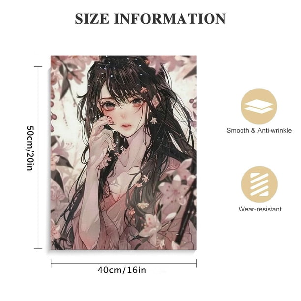 Nawypu Anime Girls Pink Eyes Cherry Blossom Canvas Prints Poster