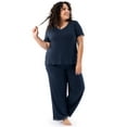 thumbnail image 2 of Fruit of the Loom Women's Soft & Breathable V-Neck Short Sleeve Top & Pajama Pant Set, Sizes S-4X, 2 of 10