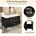 thumbnail image 4 of 36 Inch Floating Bathroom Vanity with Resin Sink, Wall Mounted Bathroom Vanity with 2 Drawers and 2 Storage Cabinets, Solid Wood Bathroom Storage Cabinet, Black, 4 of 9