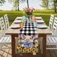 thumbnail image 4 of Sunflowers Pig 90 Inch Table Runner, Farmhouses Animals Black White Plaid Farmhouse Dresser Scarf Cotton & Linen Tablerunner for Dining/Kitchen Island/Holiday Party Décor 13" x 90", 4 of 9