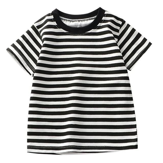 T-shirts et Chemises pour Filles à Manches Courtes, T-Shirt Rayé pour Enfants, Léger, Tenue Quotidienne, Mélange Durable
