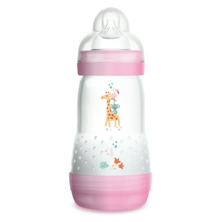 MAM Baby Bottles for Breastfed Babies, MAM Baby Bottles Anti-Colic, Girl, 9 Ounces, 1-Count