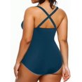 thumbnail image 3 of GHSDFBB Women Plus Size One Piece Swimsuits V Neck Tummy Control Bathing Suits Retro Ruched Swimwear, 3 of 6