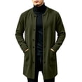 thumbnail image 2 of Men's Winter Jacket Coats Solid Color Open Front Long Coats With Button Pocket, 2 of 8