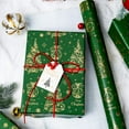 thumbnail image 4 of Green Christmas Wrapping Paper, Green Trees Wrapping Paper, Elegant Christmas Tree With Gold Foil Design Winter Holiday Gift Wrap for Gift Packaging, Festive Decoration (17 Inch X 33 Feet), 4 of 15