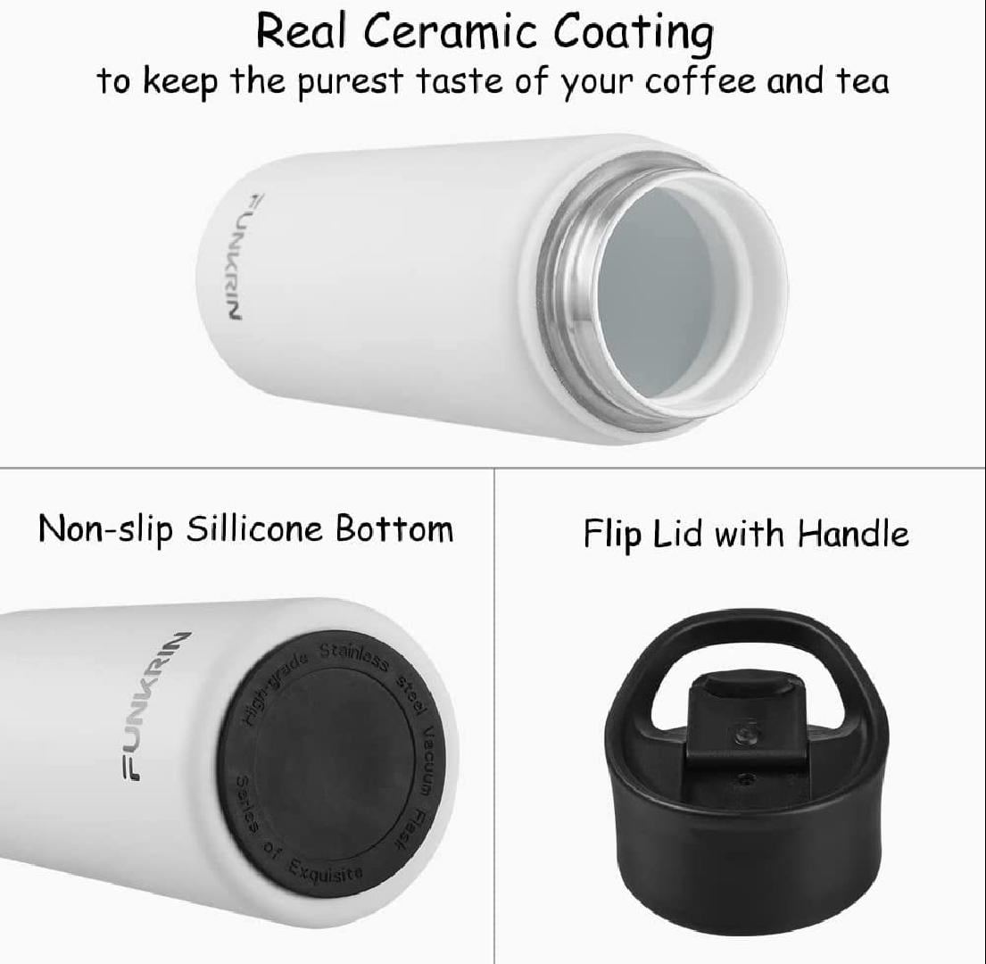 ulwae Insulated Coffee Mug with Ceramic Coating, 18oz Travel Mug with Leak- proof Lid, Vacuum Double-wall Tumbler, Stainless Steel Thermal Cup for Tea,  Hot Cocoa, Cold Beverage, Ice Drinks - Yahoo Shopping