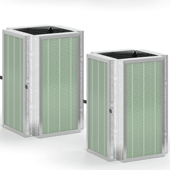 Medify MA-50 H14 HEPA Filter 2-Pack | 3-in-1 Pre, Carbon | Smoke, Allergies