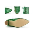 thumbnail image 2 of BLISSFUL STEP Glitter Pointed Toe Block Heel Ankle Boots for Women Green 10, 2 of 6