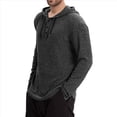 thumbnail image 2 of Camiseta Informal de Larga con Capucha y Botones para Hombre, Otoño e Invierno 2025, con Cordón Ajustable. Gris Oscuro M, 2 of 6