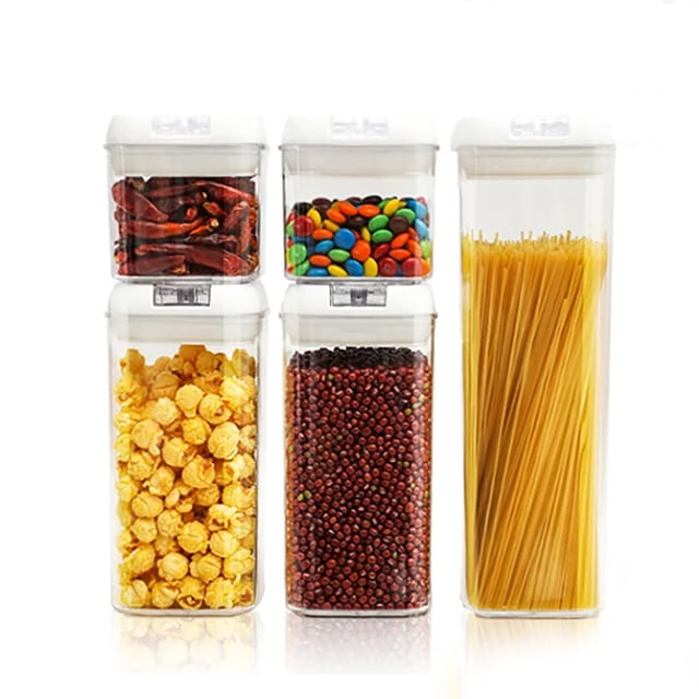 organization and storage,Flip Tite Airtight Food Storage Container With Lid 4” REGULAR Sealed Lock Acrylic Stackable Canister For Kitchen Pantry Organizer Keep Fresh Assorted 5pk Gift Set For