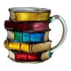 thumbnail image 2 of Taza de café con forma de libro apilado, taza pintada, multifuncional, original, de colección. B, 2 of 9