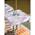 thumbnail image 2 of Outdoor Tablecloths with Umbrella Hole & Zipper, Purple White Floral 60x60 Inch Square Tablecloths, Spring Botanical Leaves Farmhouse Waterproof Table Cloth, Patio/Pool/Picnic Table Covers, 2 of 8