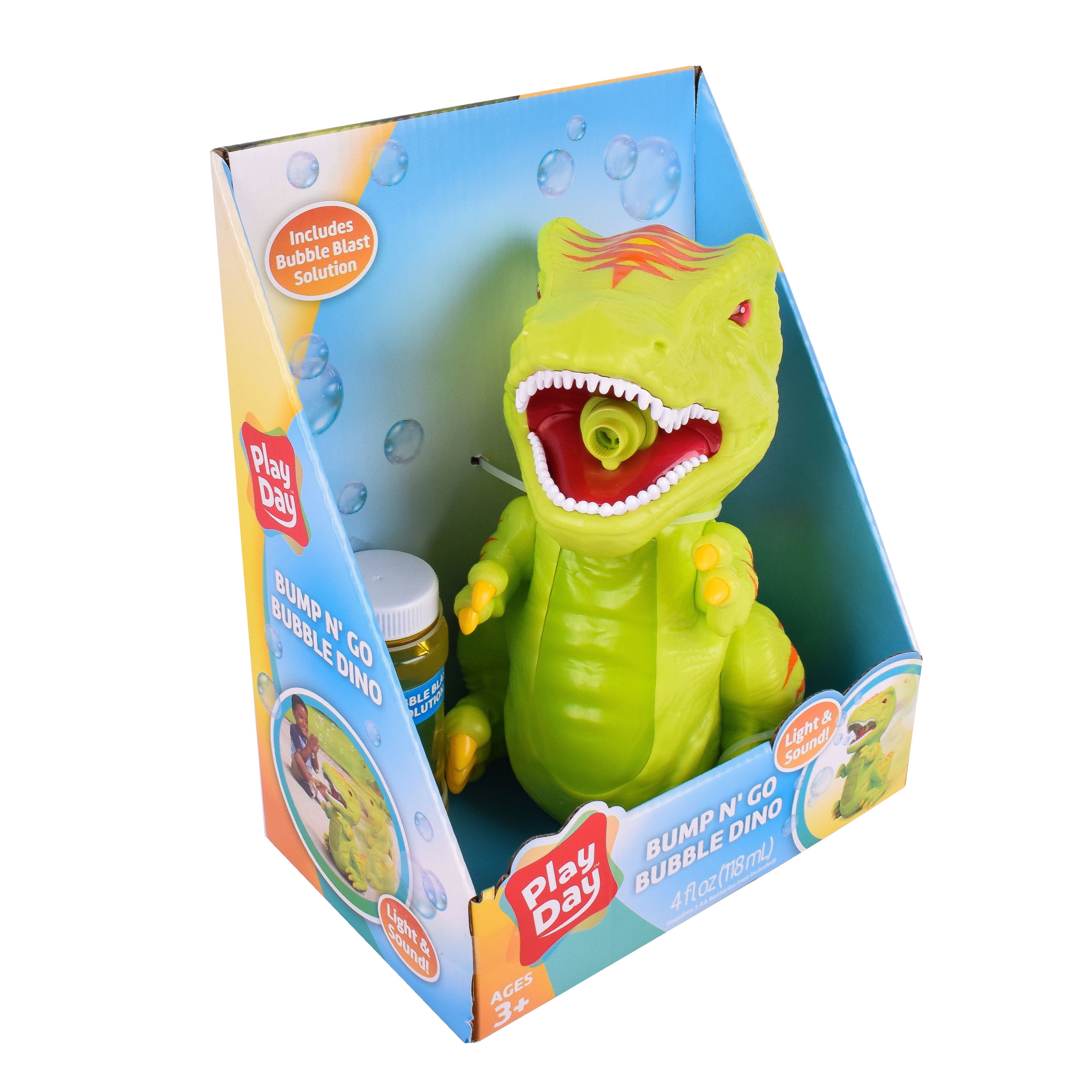 Play Day Bump N Go Bubble Blowing Dino-Lights, Sounds & Movement, Children  Ages 3+ 