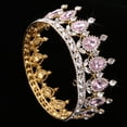 thumbnail image 3 of barroco nupcial reina de la boda crystal waterdrop crown tiara headpiece pink, 3 of 6