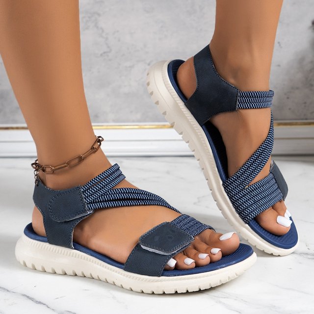MKLEKYY Sandalias Planas para Mujer para Exteriores, Diseño deportivo Con Cierre de Velcro para Primavera, Verano y Otoño, Ideales para Combinar Con Jeans.