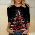 thumbnail image 2 of 2026 ! asdoklhq Plus Size Christmas Clothing, Women's Fashion Tees Casual Crewneck 3/4 Sleeve Loose T Shirt Ladies Tops Blouses Shirts, 2 of 5