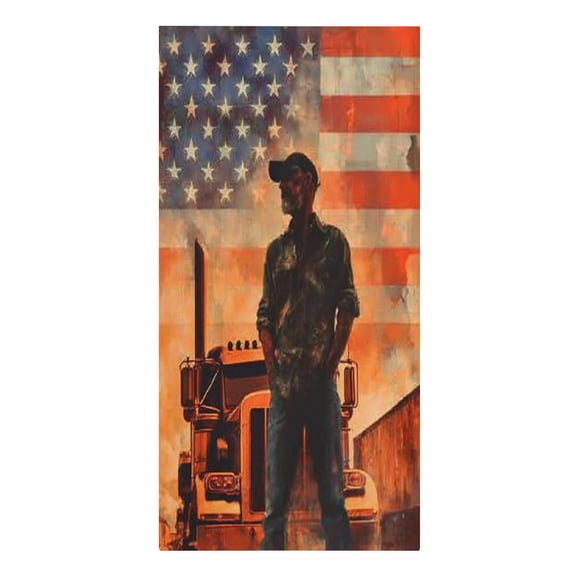 RKSupls Trucker American Flag Microfiber Beach Towel Absorbent Compact Towels for Swimming Pool Beach Travel Things for Vacation Essentials Adult Gift,61.4×30.3Inch