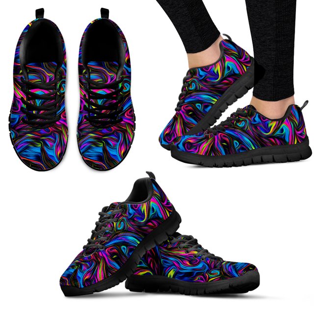 Zapatos de diseño psicodélico de colores de moda, zapatillas de tejido de punto con suela gruesa, zapatos ligeros para exteriores, zapatos de baloncesto