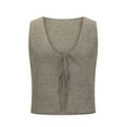 thumbnail image 4 of JGGSPWM Women Y2k Crochet Vest Top Vintage Front Tie Tops Going Out Tops Women Crochet Knit Vest Y2k Tie Up Open Front Sweater Vest Casual Summer Versatile Sleeveless V Neck Tank Crop Tops Khaki M, 4 of 7