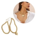 thumbnail image 2 of Fogun Set of 2 Heart Bead Necklace Stylish Charm Necklace Versatiles Beads Jewelry Adjustable Length Necklace for Daily Party, 2 of 2