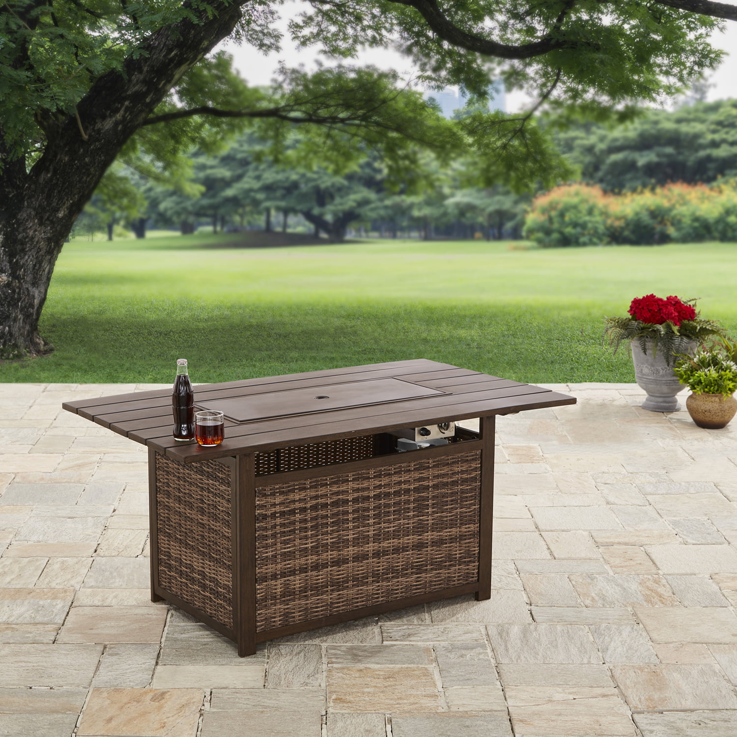 Outdoor Propane Gas Fire Pit Table 54" Rectangular Patio ...