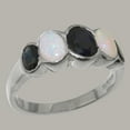 thumbnail image 2 of LBG British Made 925 Sterling Silver Natural Sapphire & Opal Womens Anniversary Ring - 33 size options - Size 6.75, 2 of 5