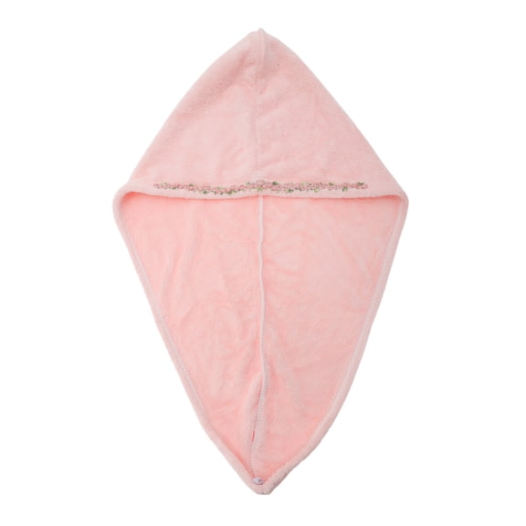 Unique Bargains 1pc Water-absorbent Floral Pattern Hair Towel 26.38"x 10.24" Light Pink