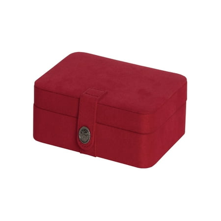 Fabric Jewelry - Mele & Co. Giana Red Plush Fabric Jewelry Box with Lift Out Tray - 7.38W x 2.38H in.