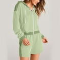 thumbnail image 6 of uublik Summer Savings Casual Outfits for Women Long Sleeve Coat and Shorts Hooded Set Tracksuit Green, L, 6 of 8