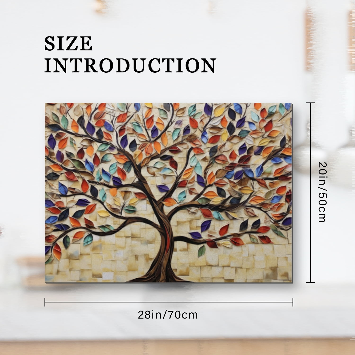 Stove Top Covers for Gas Burners, Retro Colorful Tree, Square Foldable Stove Mats, Waterproof Oilproof Dustproof Decorative Induction Pad for Kitchen RV (28×20 Inch)