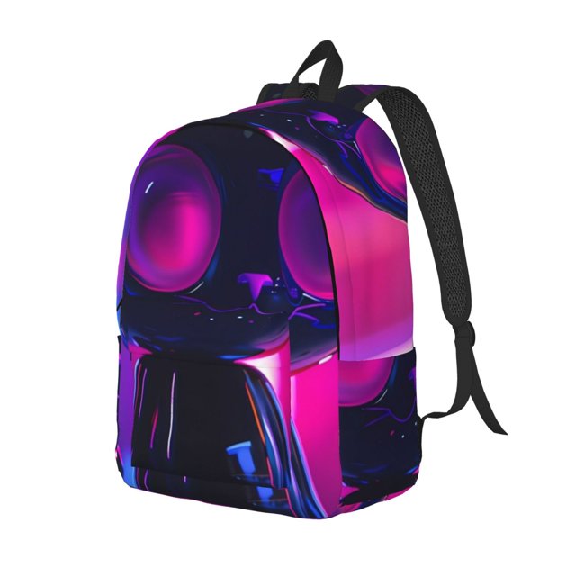 Fotbe Neon Toy Cat Reflections Mochila de Lona con Estampado, Mochila Duradera, Mochila Versátil de Alta Calidad, Mochila Compacta Vintage-Medium
