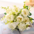 thumbnail image 2 of Simulation Peony 5 Forks Realistic Decorative DIY Bride Holding Fake Peony Bouquet Wedding Decor, 2 of 5