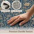 thumbnail image 6 of ODIKA 4'x6' Navy Blue Victorian Floral Diamond Washable Area Rug Geometric Trellis Framework With Botanical Motifs Intricate Decorative Non-Slip, Chair-Friendly, Flatwoven for Home Office, Under Desk, 6 of 7