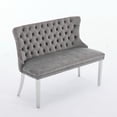 thumbnail image 5 of Velvet Double Dining Loveseat Bench with Tufted Back & Stainless Steel Legs, Gray, 5 of 22