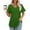 Green, variant on HOMBOM Women Tops Summer Green Tunic V Neck Solid Hollow Out Short Sleeve Blouse S