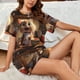thumbnail image 4 of Balery Cartoon Cooking Cat Conjunto de Pijama para Mujer con Estampado, Dos Piezas de Manga Corta y Shorts, Ropa de Dormir Suave con Cuello Redondo y Bolsillos-Large, 4 of 6