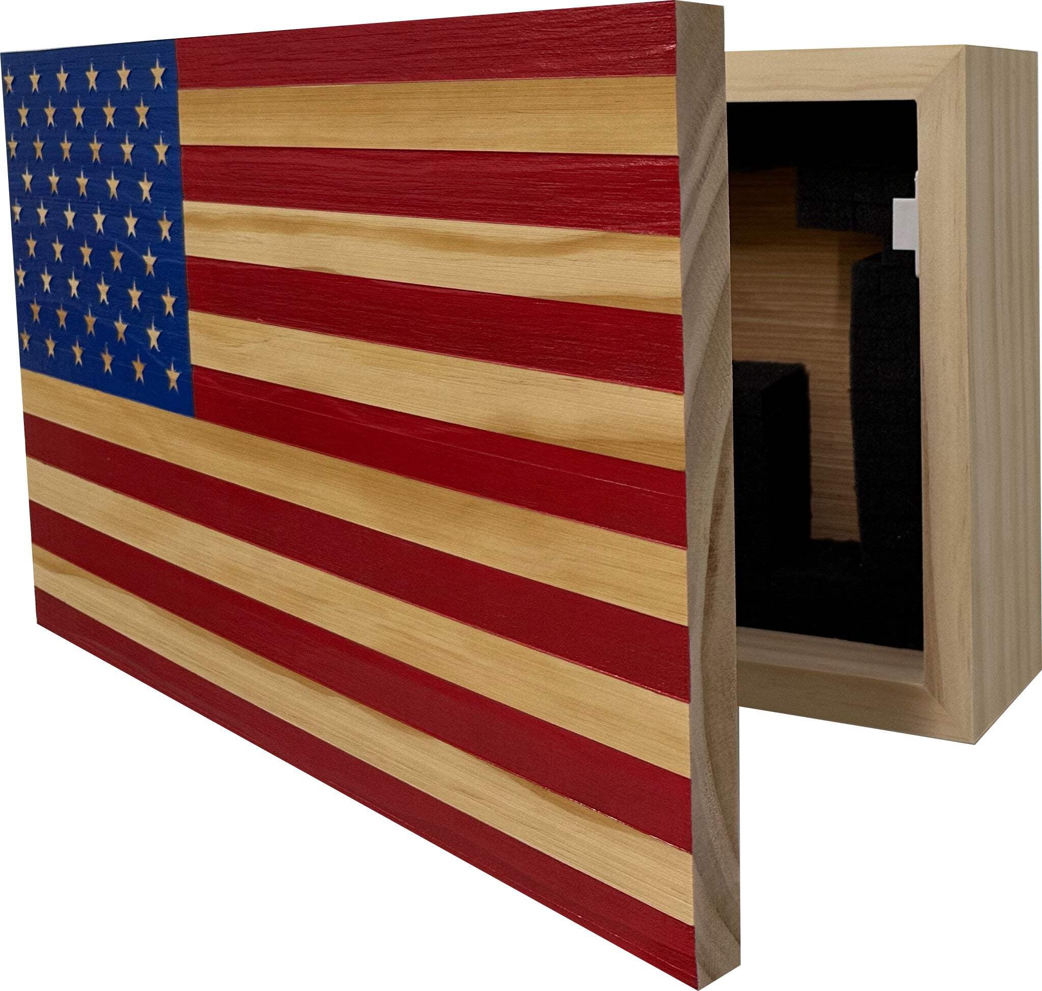 Bellewood Designs Hidden Gun Storage 2-3 Guns Magnetic Lock American Flag