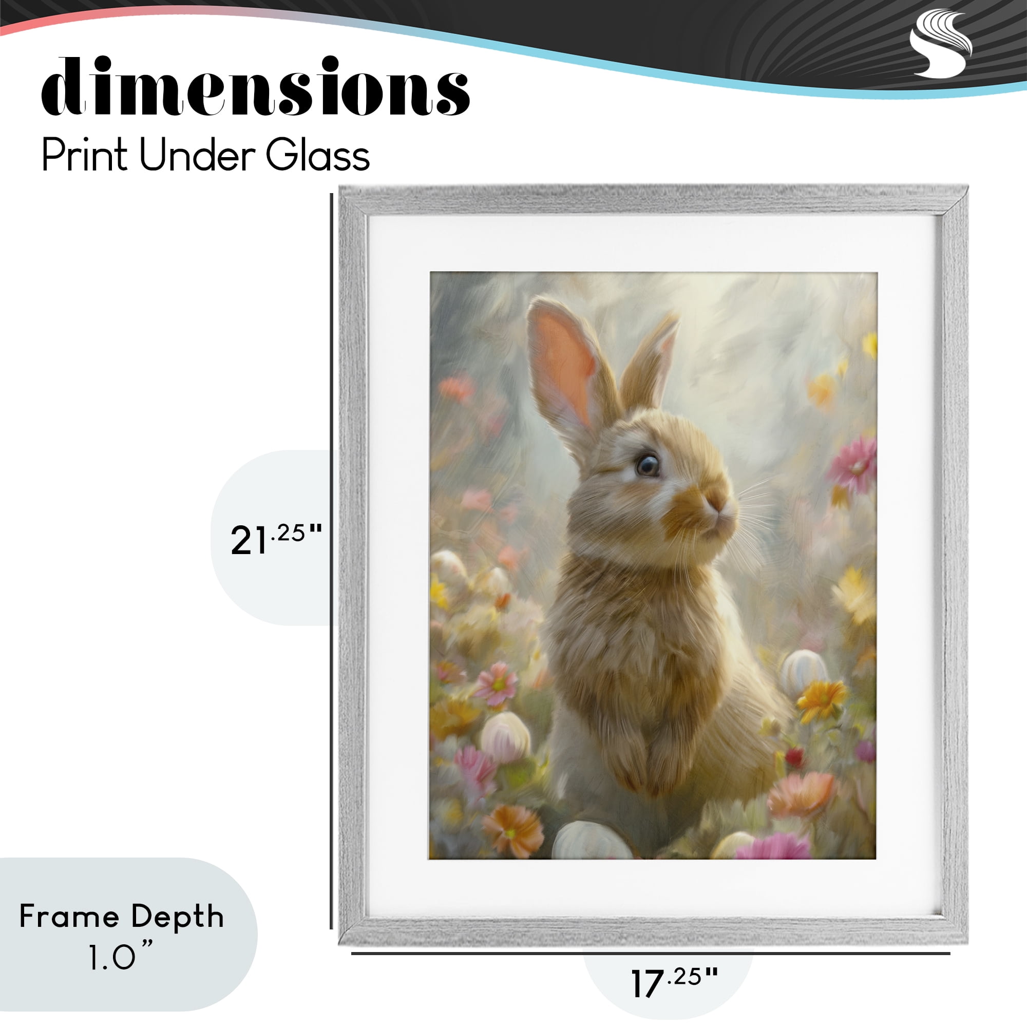 Stupell Industries Bunny Dreams Meadow Gray Framed Print Under Glass, design by Kim Allen
